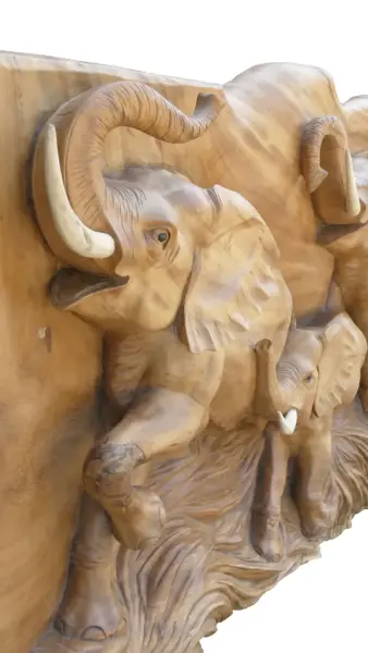 Product image 4 of the product “Wooden elephant relief. Approx. 271 cm Length, 96 cm Height ”